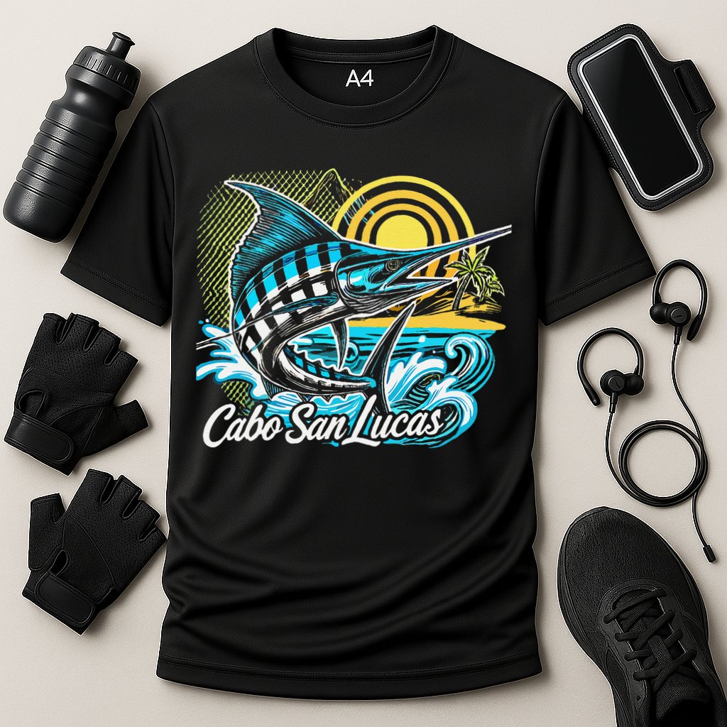 Cabo San Lucas Los Cabos Baja California Sur Marlin Tourist Cooling Performance Crew T-Shirt