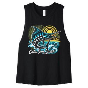 Cabo San Lucas Los Cabos Baja California Sur Marlin Tourist Women's Racerback Cropped Tank