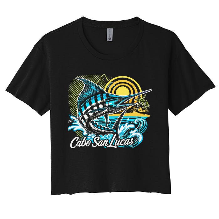 Cabo San Lucas Los Cabos Baja California Sur Marlin Tourist Women's Crop Top Tee