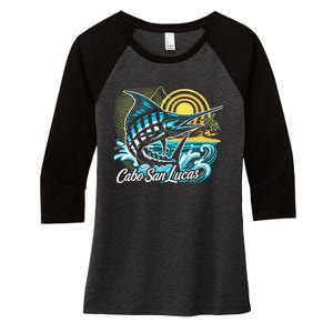 Cabo San Lucas Los Cabos Baja California Sur Marlin Tourist Women's Tri-Blend 3/4-Sleeve Raglan Shirt