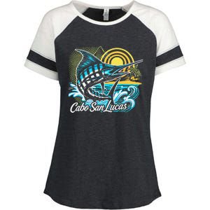 Cabo San Lucas Los Cabos Baja California Sur Marlin Tourist Enza Ladies Jersey Colorblock Tee