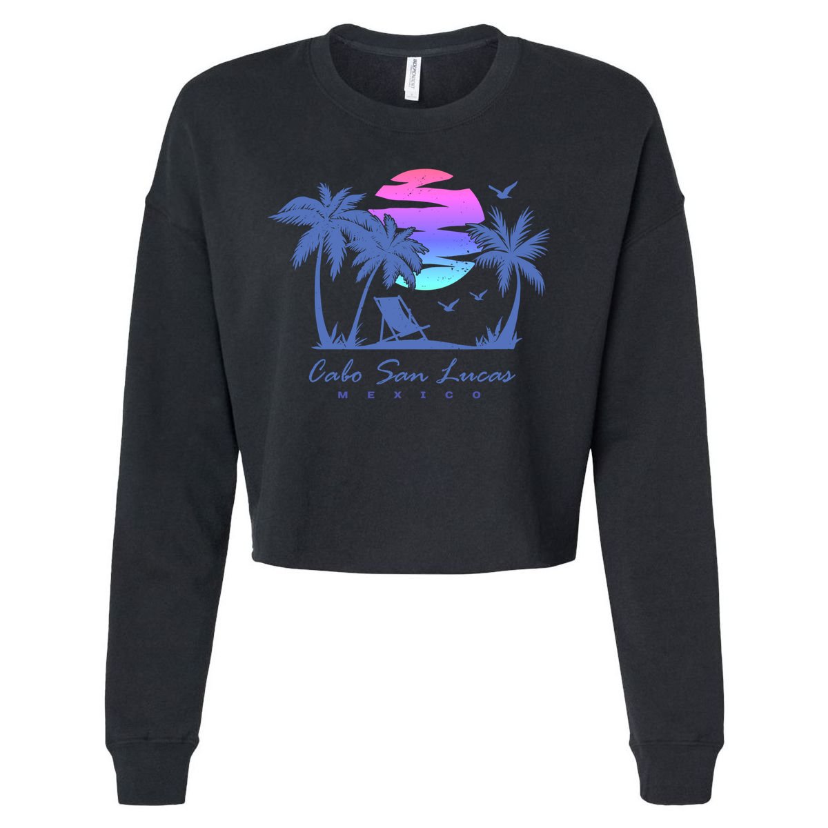 Cabo San Lucas Mexico Beach Vacation Retro Vintage Sunset Gift Cropped Pullover Crew