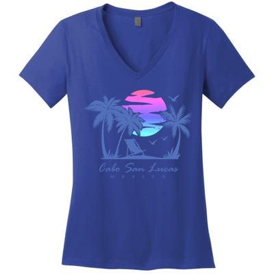 Cabo San Lucas Mexico Beach Vacation Retro Vintage Sunset Gift Women's V-Neck T-Shirt