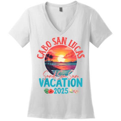 Cabo San Lucas Mexico Vacation 2025 Souvenir Matching Family Women's V-Neck T-Shirt