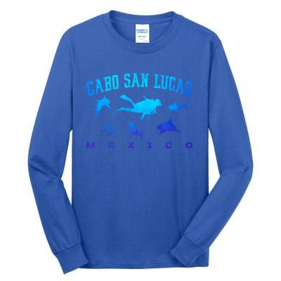 Cabo San Lucas Mexico Beach Vacation Trip Scuba Diver Sharks Gift Tall Long Sleeve T-Shirt