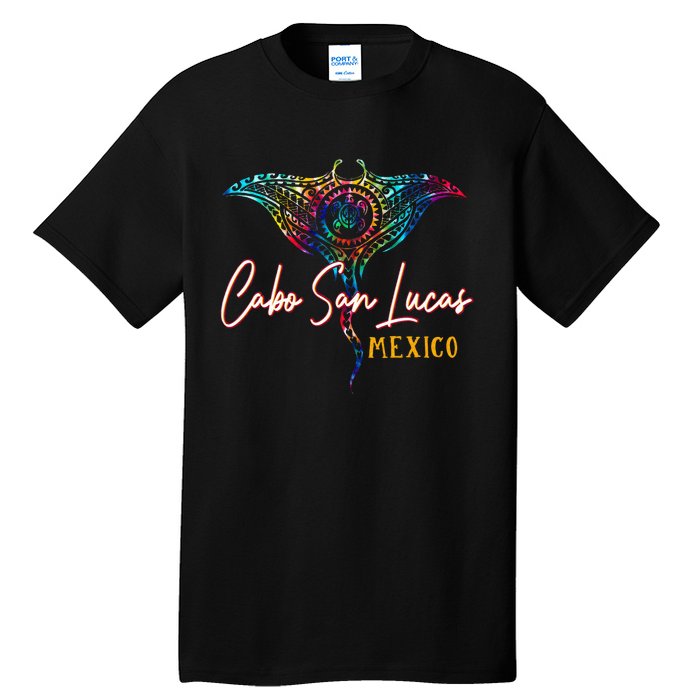 Cabo San Lucas Mexico Tie Dye Stingray Theme Family Vacation Tall T-Shirt