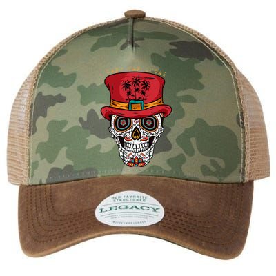Cabo San Lucas Sugar Skull & Hat Souvenir Legacy Tie Dye Trucker Hat