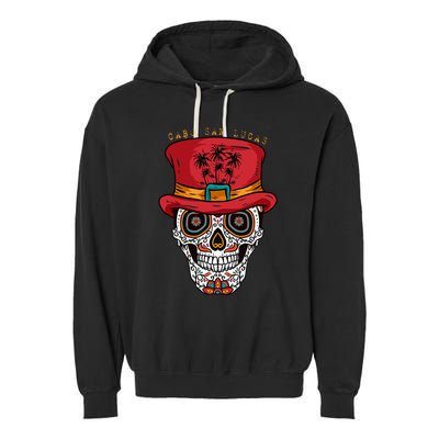 Cabo San Lucas Sugar Skull & Hat Souvenir Garment-Dyed Fleece Hoodie