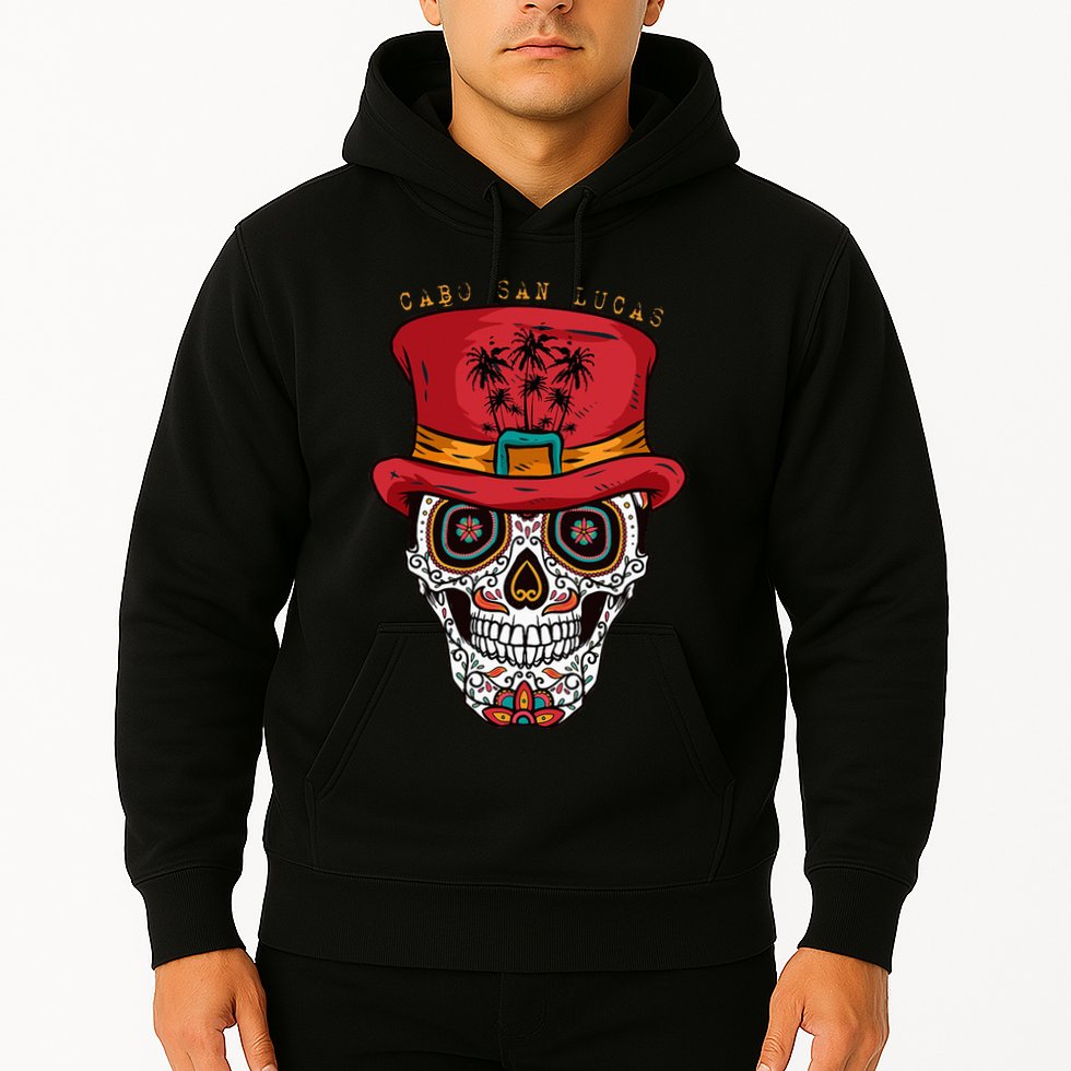 Cabo San Lucas Sugar Skull & Hat Souvenir Hoodie