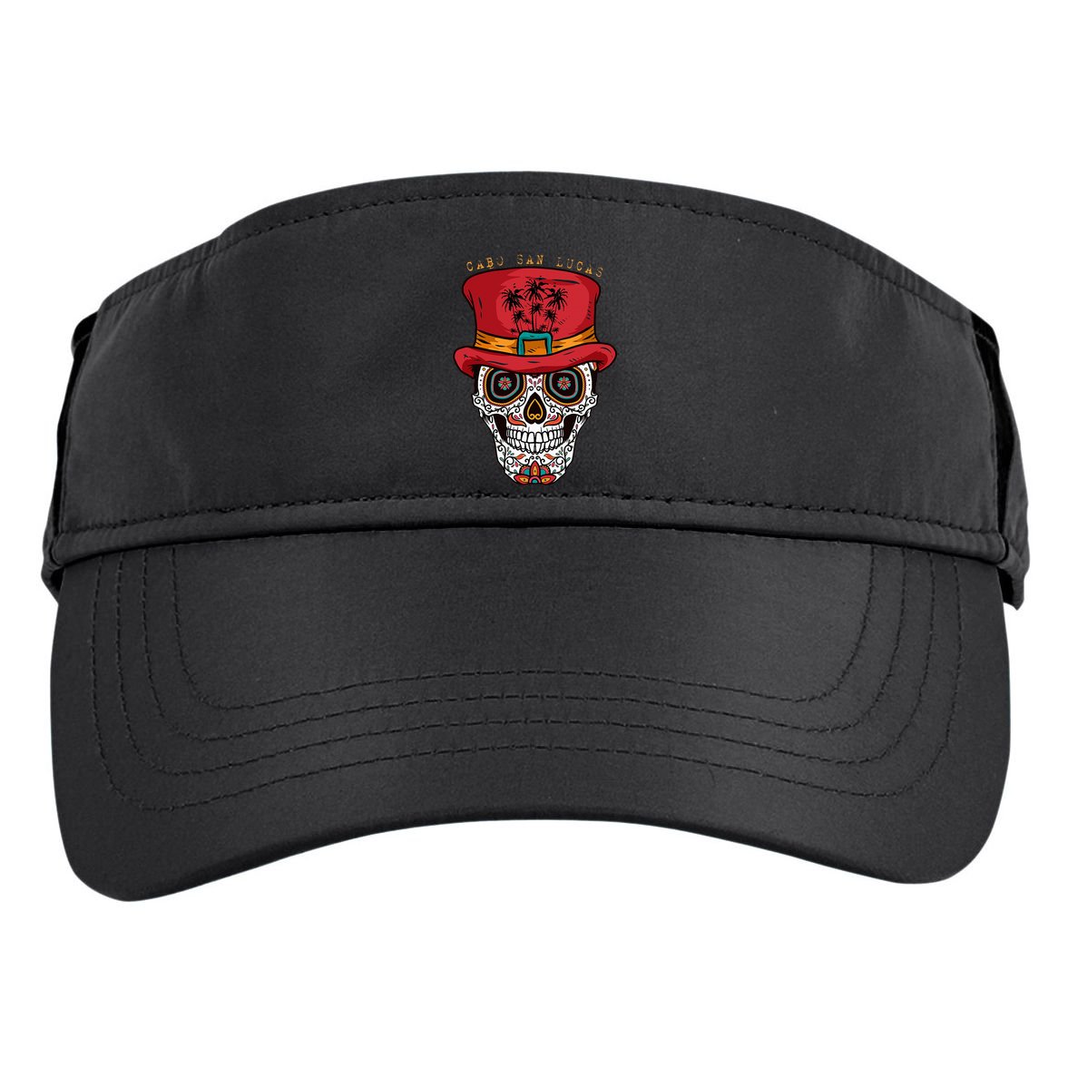 Cabo San Lucas Sugar Skull & Hat Souvenir Adult Drive Performance Visor