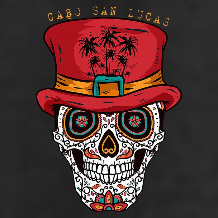 Cabo San Lucas Sugar Skull & Hat Souvenir Adult Drive Performance Visor