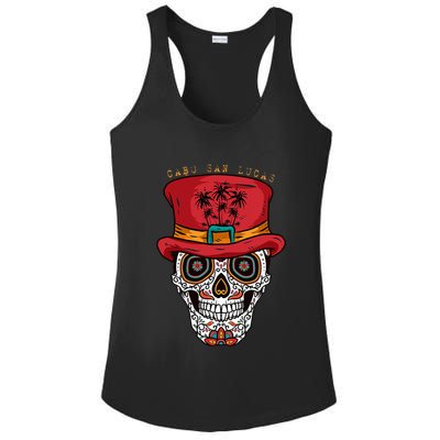 Cabo San Lucas Sugar Skull & Hat Souvenir Ladies PosiCharge Competitor Racerback Tank