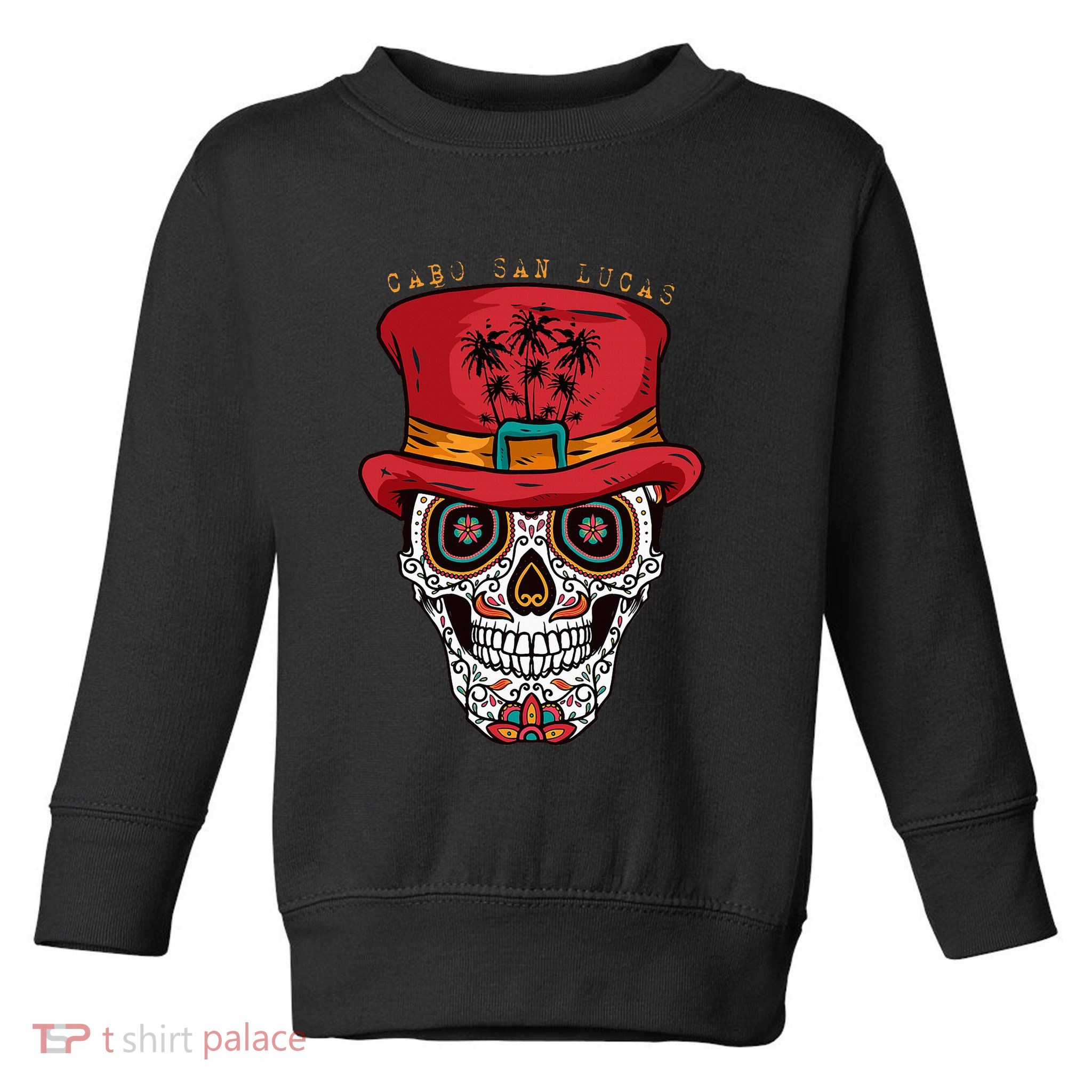 Cabo San Lucas Sugar Skull & Hat Souvenir Toddler Sweatshirt