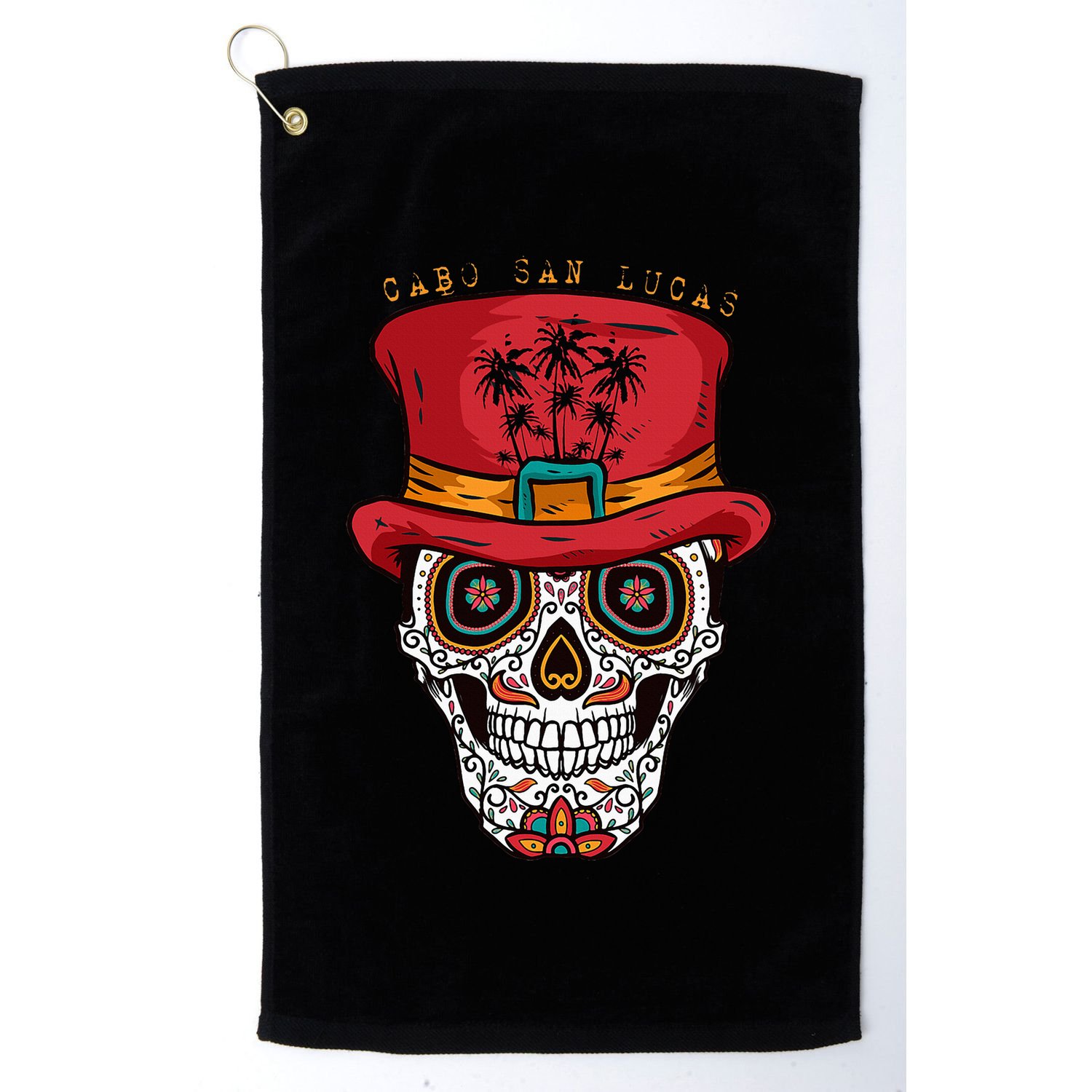 Cabo San Lucas Sugar Skull & Hat Souvenir Golf Towel