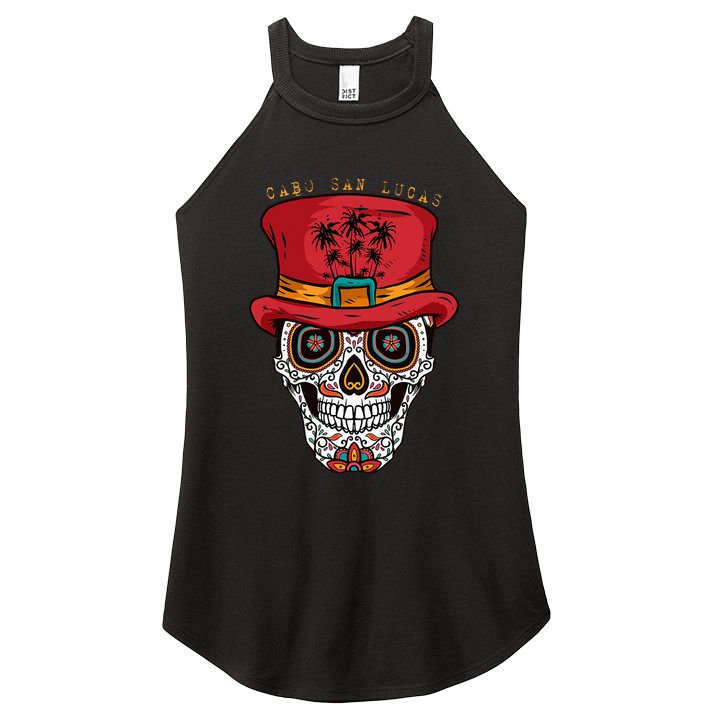 Cabo San Lucas Sugar Skull & Hat Souvenir Women's Perfect Tri Rocker Tank