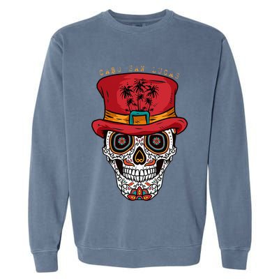 Cabo San Lucas Sugar Skull & Hat Souvenir Garment-Dyed Sweatshirt