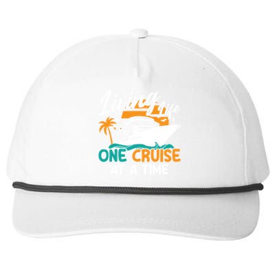 Cruise Ship Living Life One Cruise At A Time Funny Cool Gift Snapback Five-Panel Rope Hat