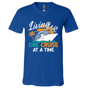 Cruise Ship Living Life One Cruise At A Time Funny Cool Gift V-Neck T-Shirt