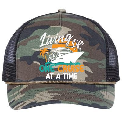 Cruise Ship Living Life One Cruise At A Time Funny Cool Gift Retro Rope Trucker Hat Cap