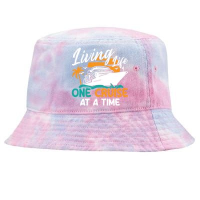 Cruise Ship Living Life One Cruise At A Time Funny Cool Gift Tie-Dyed Bucket Hat