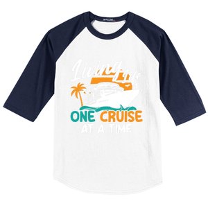 Cruise Ship Living Life One Cruise At A Time Funny Cool Gift Baseball Sleeve Shirt