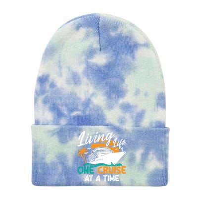 Cruise Ship Living Life One Cruise At A Time Funny Cool Gift Tie Dye 12in Knit Beanie