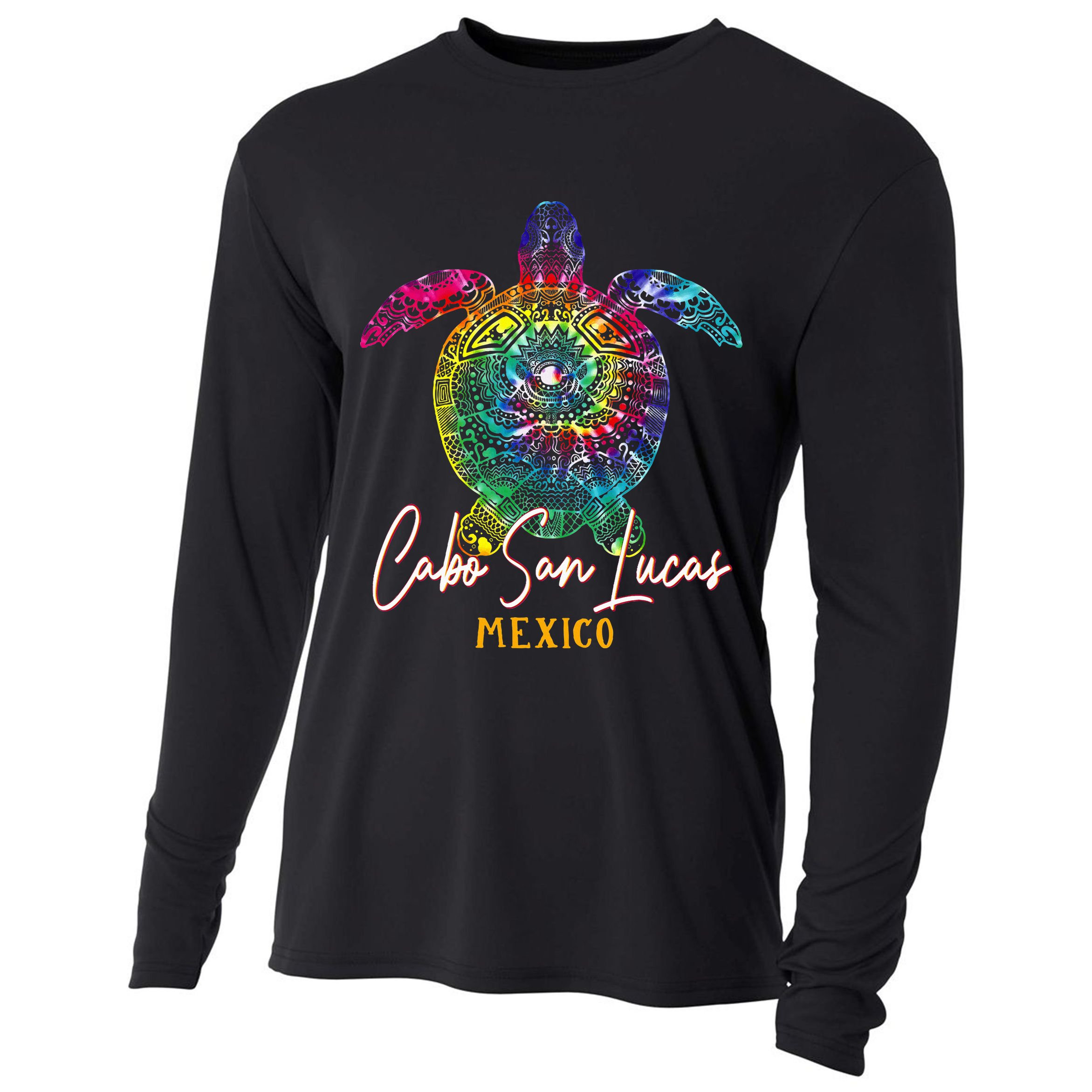 Cabo San Lucas Tie Dye Sea Turtle Vacation Cooling Performance Long Sleeve Crew