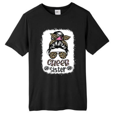 Cheer Sister Leopard Messy Bun Cheerleader Bleached Tall Fusion ChromaSoft Performance T-Shirt