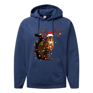 Christmas Squirrel Lights Performance Fleece Hoodie