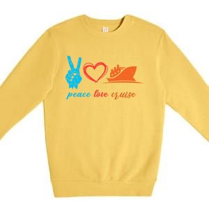 Cruise Ship Lover Vacationer Summer Vacation Peace Love Great Gift Premium Crewneck Sweatshirt