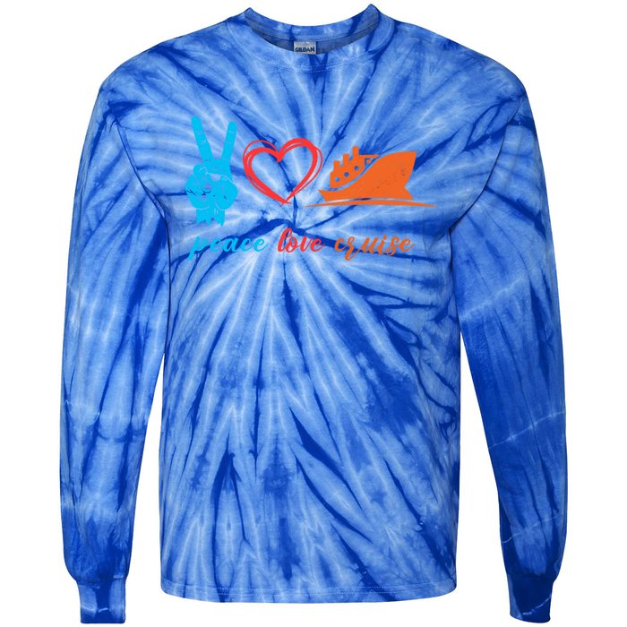 Cruise Ship Lover Vacationer Summer Vacation Peace Love Great Gift Tie-Dye Long Sleeve Shirt