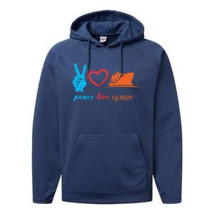 Cruise Ship Lover Vacationer Summer Vacation Peace Love Great Gift Performance Fleece Hoodie