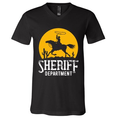 Cowboy Sheriff Lasso Sheriff Star Pistols V-Neck T-Shirt