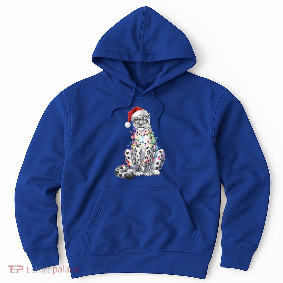 Christmas Snow Leopard Santa Hat Merry Christmas Xmas Winter Funny Gift Hoodie