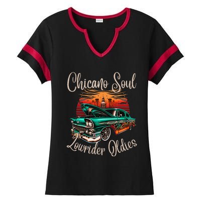 Chicano Soul Lowrider Oldies Car Clothing Low Slow Cholo Ladies Halftime Notch Neck Tee