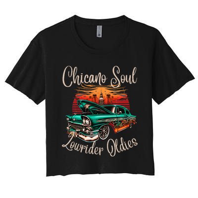 Chicano Soul Lowrider Oldies Car Clothing Low Slow Cholo Women's Crop Top Tee