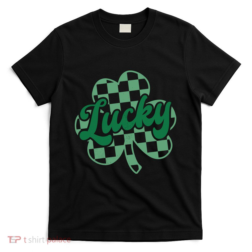Checkered Shamrock Lucky St. PatrickS Day T-Shirt