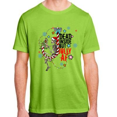 Christmas Skeleton Lights Dead Inside But Jolly Af Retro Gift Adult ChromaSoft Performance T-Shirt