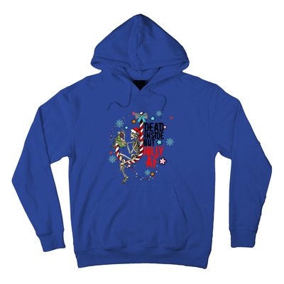 Christmas Skeleton Lights Dead Inside But Jolly Af Retro Gift Hoodie