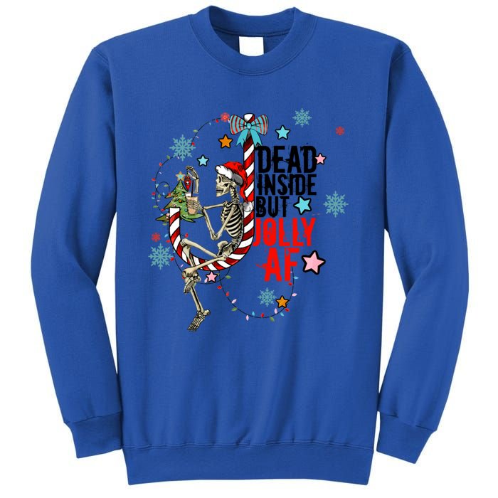 Christmas Skeleton Lights Dead Inside But Jolly Af Retro Gift Sweatshirt