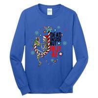 Christmas Skeleton Lights Dead Inside But Jolly Af Retro Gift Tall Long Sleeve T-Shirt