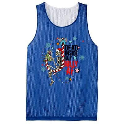 Christmas Skeleton Lights Dead Inside But Jolly Af Retro Gift Mesh Reversible Basketball Jersey Tank