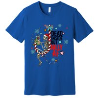 Christmas Skeleton Lights Dead Inside But Jolly Af Retro Gift Premium T-Shirt