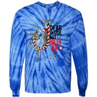 Christmas Skeleton Lights Dead Inside But Jolly Af Retro Gift Tie-Dye Long Sleeve Shirt