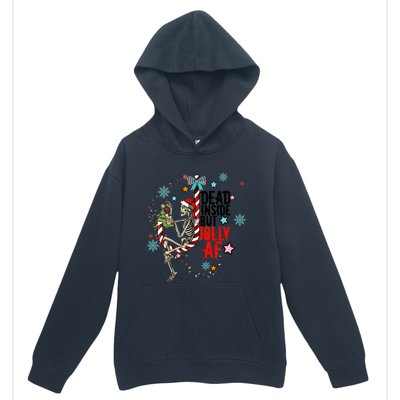 Christmas Skeleton Lights Dead Inside But Jolly Af Retro Gift Urban Pullover Hoodie