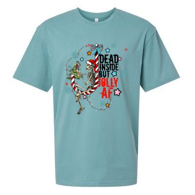 Christmas Skeleton Lights Dead Inside But Jolly Af Retro Gift Sueded Cloud Jersey T-Shirt