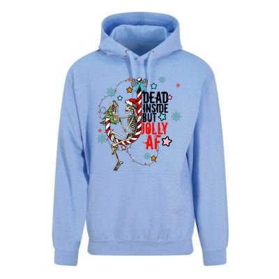 Christmas Skeleton Lights Dead Inside But Jolly Af Retro Gift Unisex Surf Hoodie