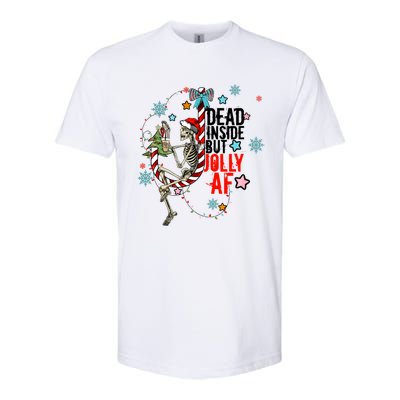 Christmas Skeleton Lights Dead Inside But Jolly Af Retro Gift Softstyle CVC T-Shirt