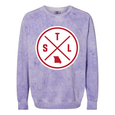 Classic St. Louis STL Circle Patch Red Design Colorblast Crewneck Sweatshirt