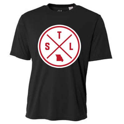 Classic St. Louis STL Circle Patch Red Design Cooling Performance Crew T-Shirt